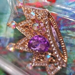 Gold  sequined crystaled beaded pen crown